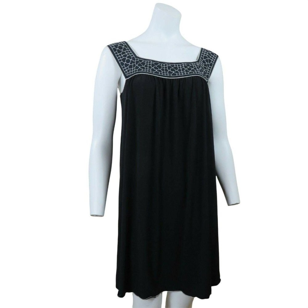 Vintage Max Studio Black Tank Dress S Sleeveless Pullover Stretch Kint USA Made